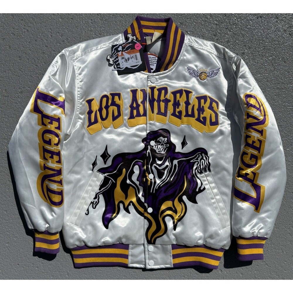 Men’s Los Angeles Lakers Kobe Bryant Satin Jacket White Size Medium